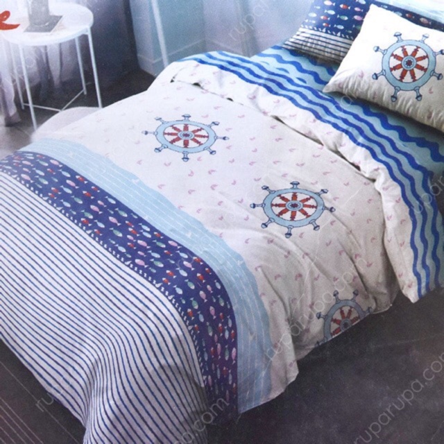 Bedcover Set Krishome Ikan Bunga 180x200 cm Seprai, Sprei Adem Halus Murah Katun Bagus kado Anak