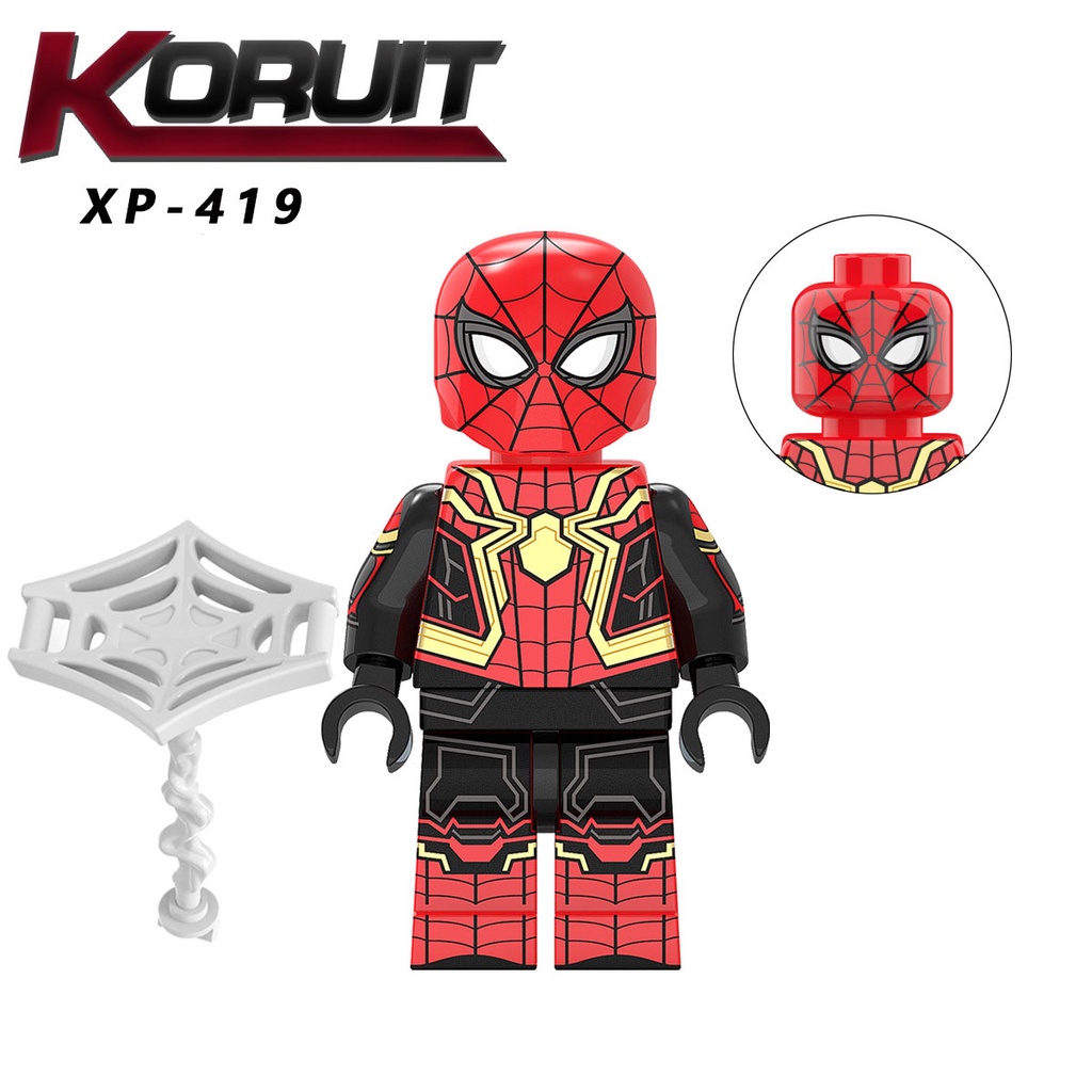 Kt1055 Mainan Edukasi Anak Model Minifigure Seri Spiderman Hitam Emas