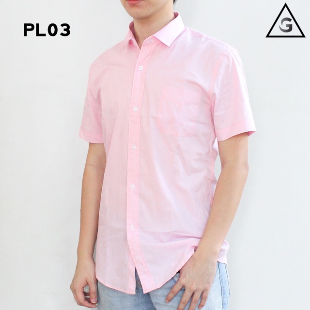 GWARDO Kemeja SLIMFIT Lengan PENDEK PINK Pria PL03