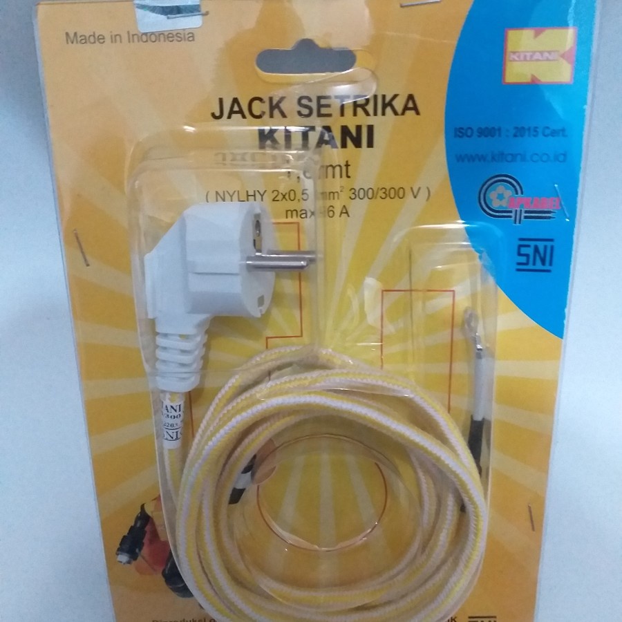 Kabel Setrika Seterika Arde 2x0.5 Panjang 1.8 m Anti Panas KITANI/MErk Kitani OKE***