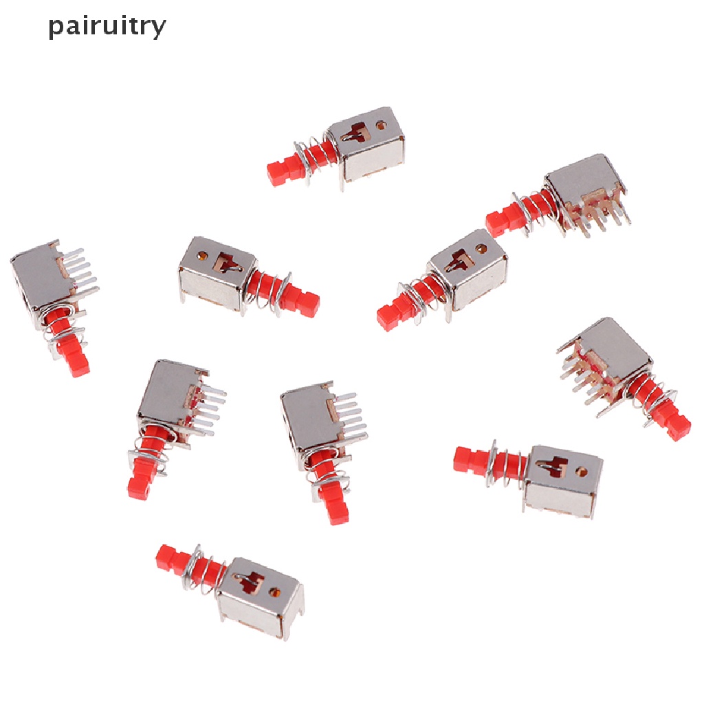 Prt 10Pcs Kunci Saklar power A03 PS-22F03 6pin self-locking Warna Merah PRT