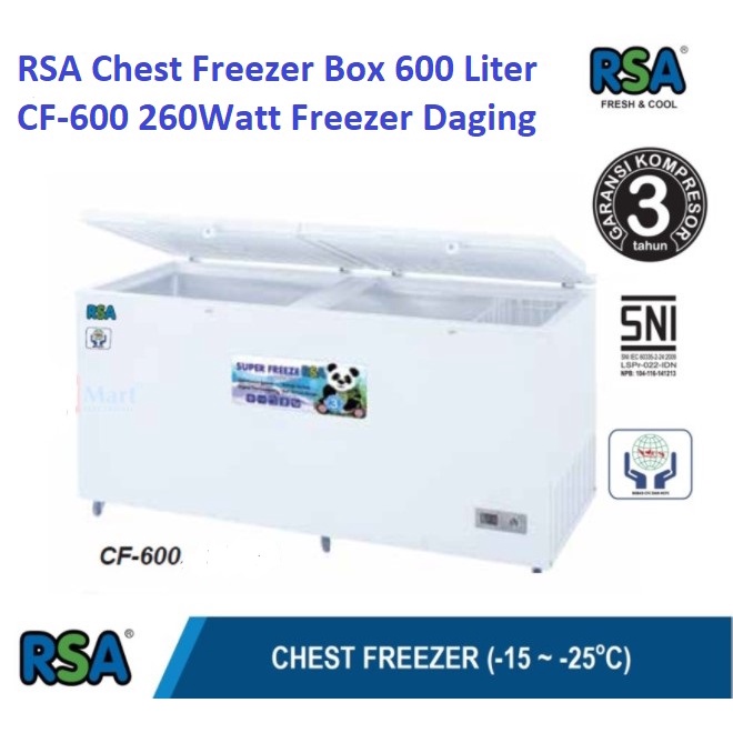 SPESIAL PROMO CUMA HARI INI RSA Chest Freezer 600 Liter Freezer Box CF 600 CF-600 Cooler Box CF600