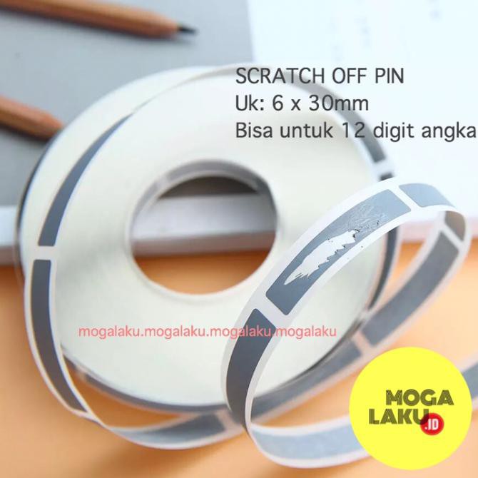 

6x30mm scratch off pin voucher gosok sticker gosok scratch pin AR108