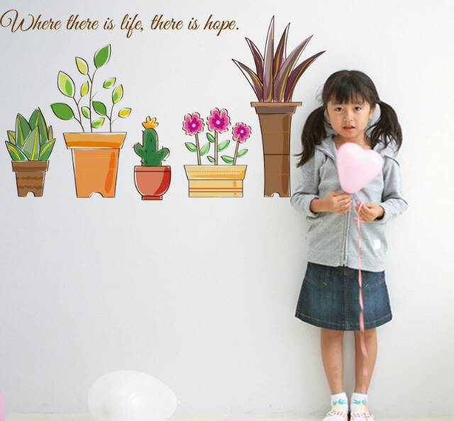 RELIZA WALLSTICKER POT TANAMAN BUNGA FLOWERS DAPUR SK7017 STIKER DINDING