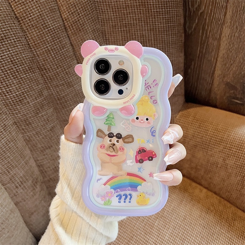 Soft Case Pelindung Lensa Shockproof Motif Kartun Monster Kecil Untuk iPhone 14 13 12 11 Pro Max X Xr Xs Max 7 8 6 6s Plus SE 2020