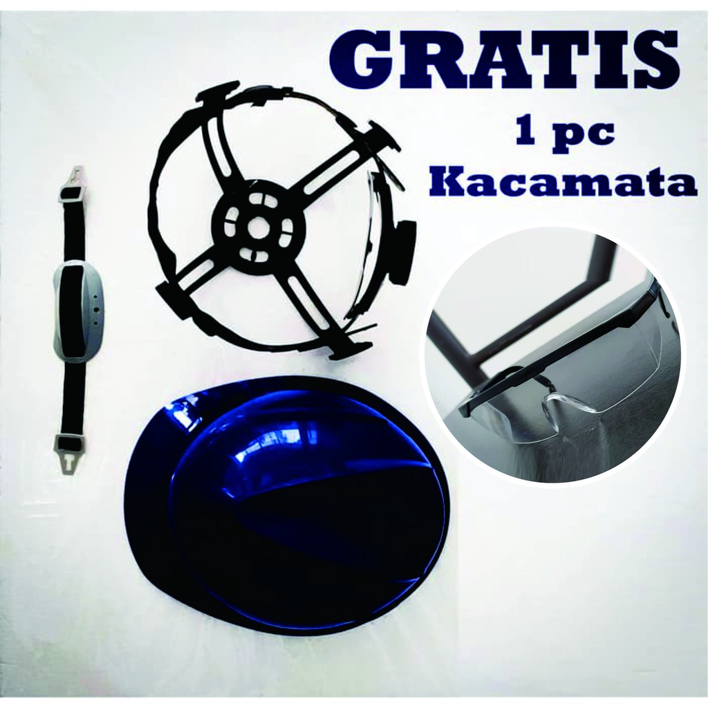 PROMO-HELM PROYEK  BIRU DALAMAN PUTAR// BLUE SAFETY HELMET FAST TRACK