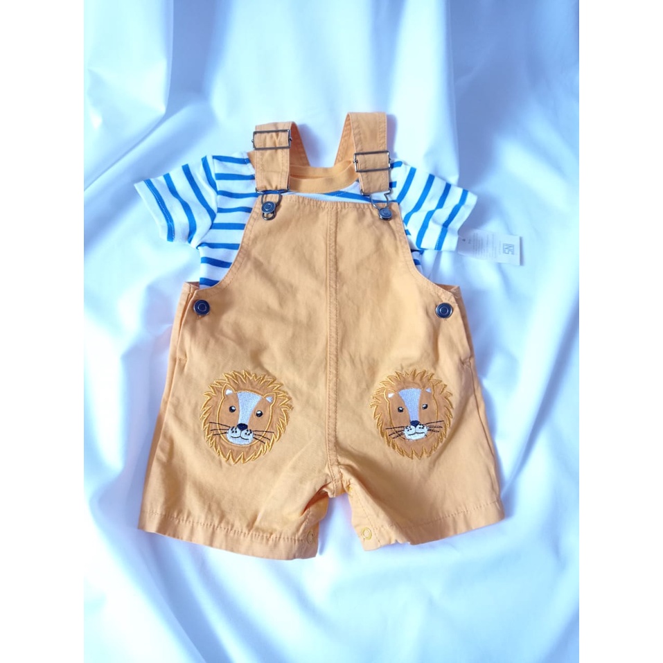 OVERALL ANAK KIDS BEIGE LION CATELL LOVE LUCU