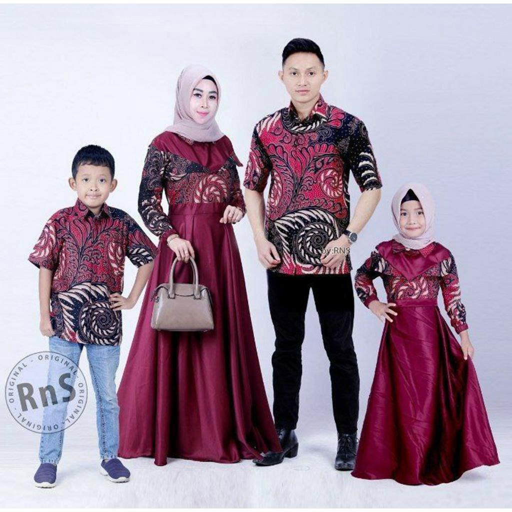 Saroja | Couple Batik Keluarga • Gamis Kombinasi Velvet • Motif Puser (3 Warna)