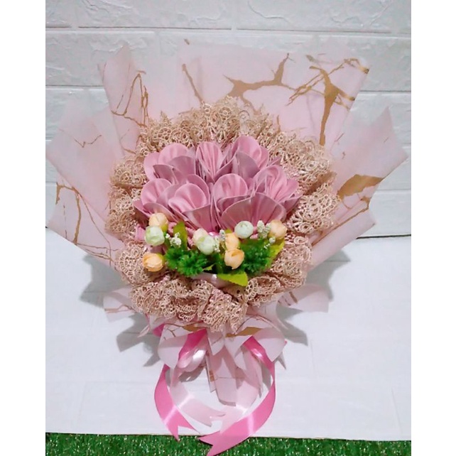 buket mukena/sudah dengan mukena + jasa rangkai