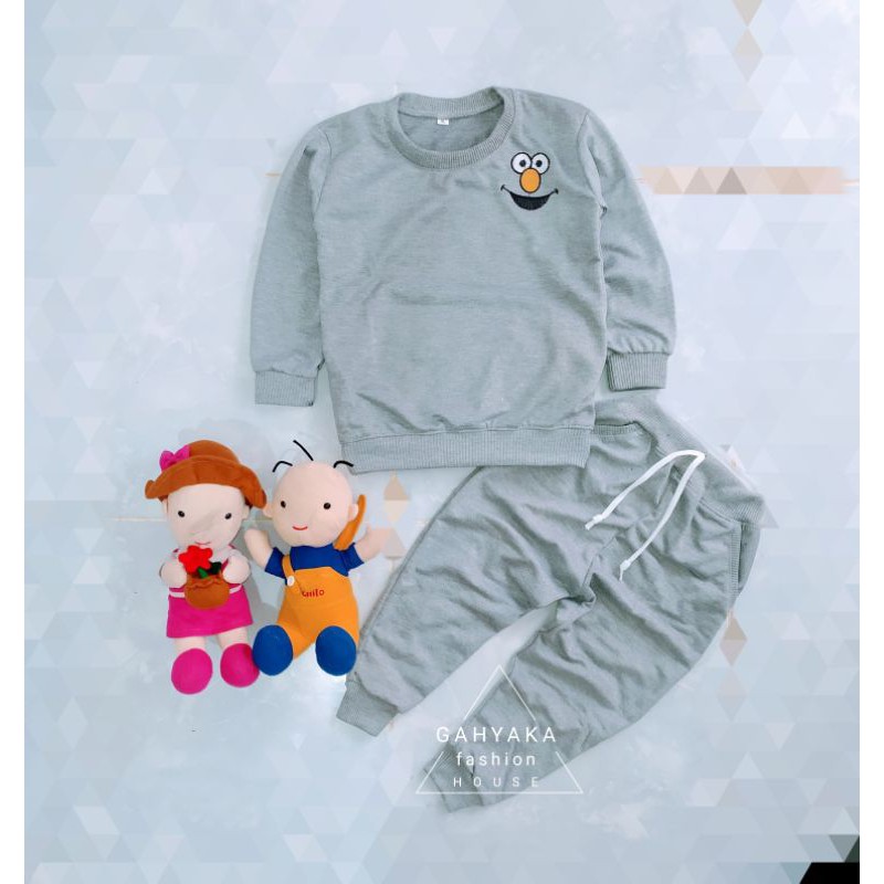 SETELAN BAJU TIDUR ANAK  BORDIR JOGER SWEATER SWITER PIYAMA   MURAH