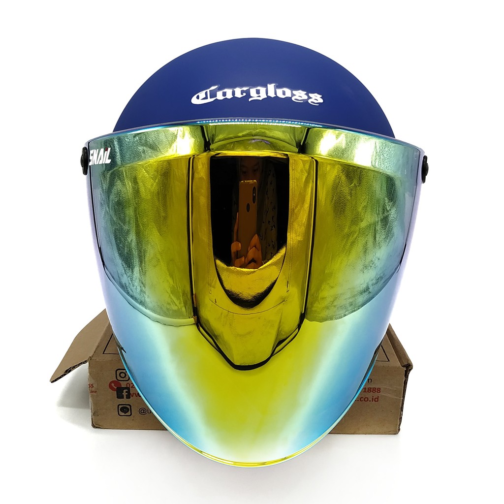 Helm Cargloss Police Blue Doff + Kaca Snail Iridium