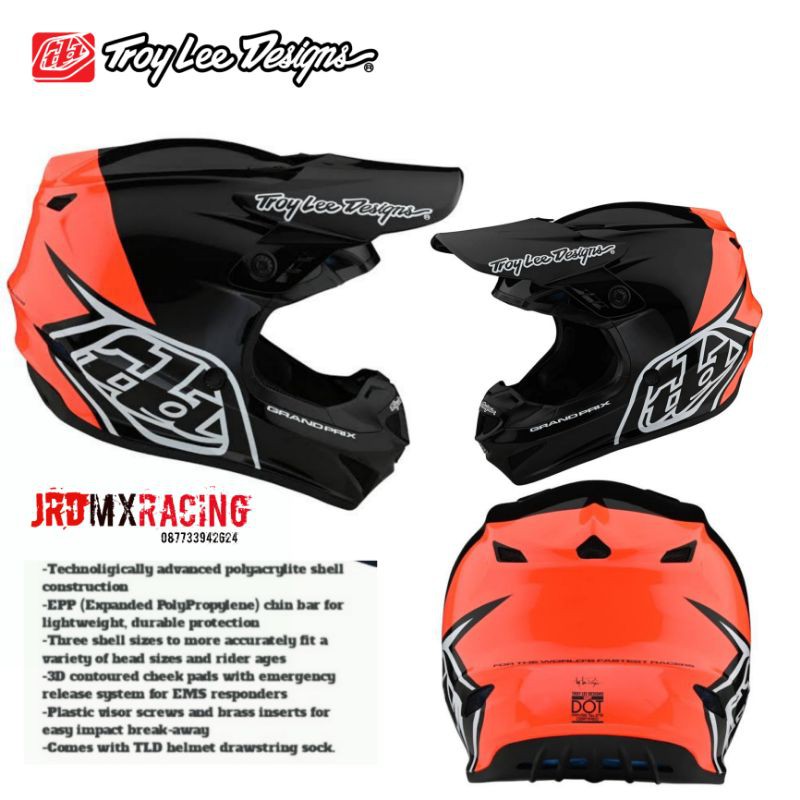 HELM TLD TROY LEE DESIGNS GP BLOCK ORANGE . HELM MOTOCROSS . HELM AIROH
