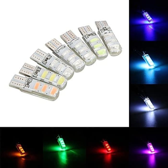 Lampu LED Senja Sen T10 Crystal Jelly 6 Mata STROBO Kedip MOBIL Motor