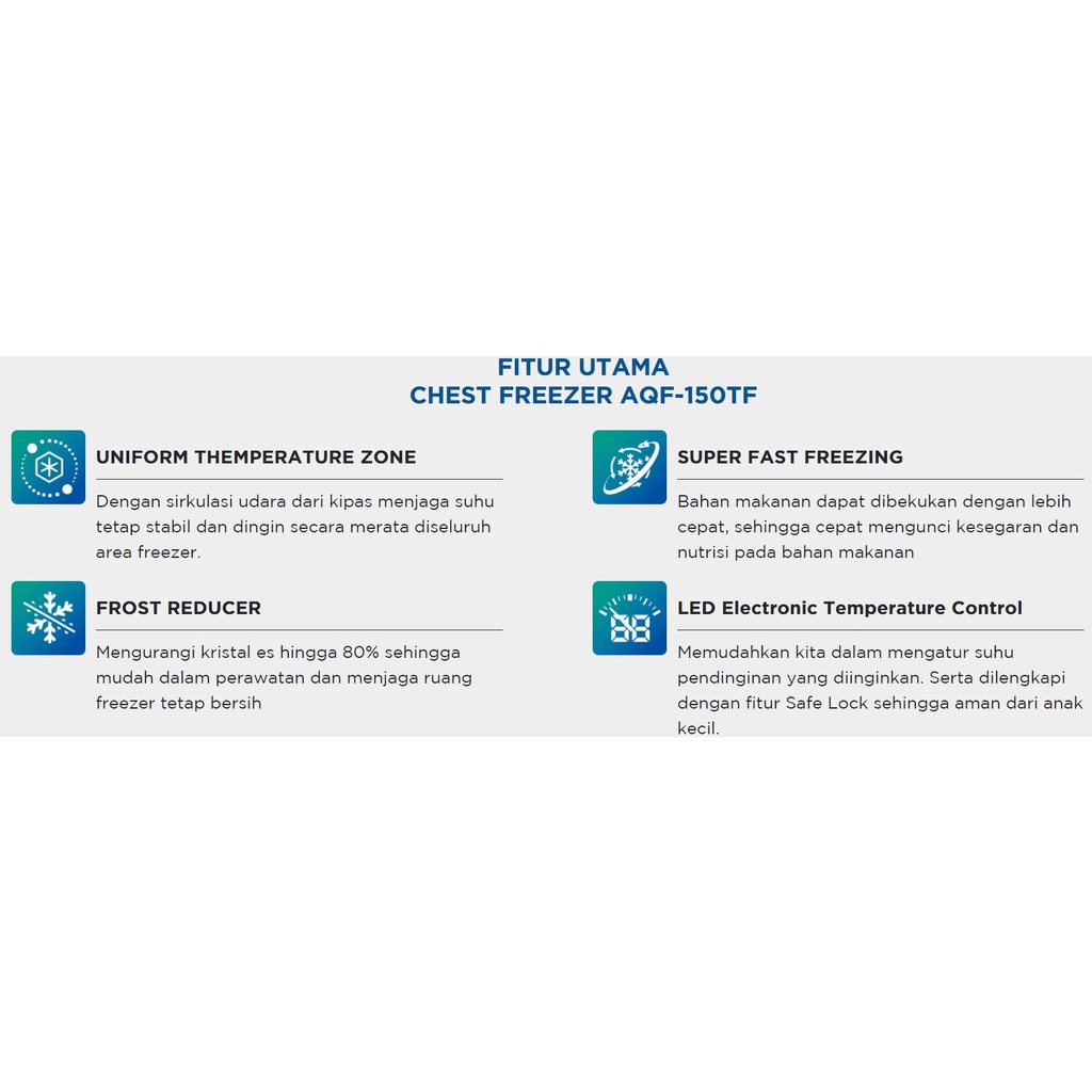AQUA Chest Freezer Box Freezer 146L Turbo Fan AQF-150TF AQF 150TF