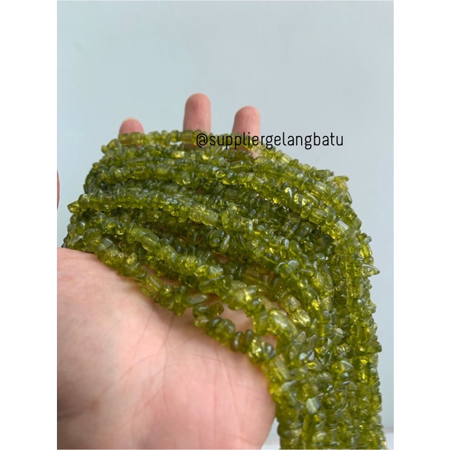 kerikil Batu MOSS GREEN QUARTZ kuarsa hijau lumut 1cm renteng aksesori bahan kalung gelang etnik bali vintage unik fashion citayam