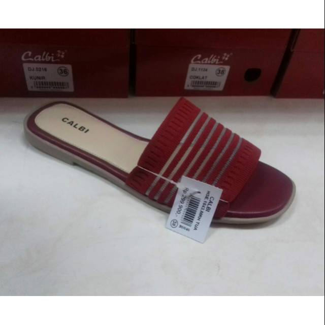 Sandal Calbi teplek model terbaru warna merah