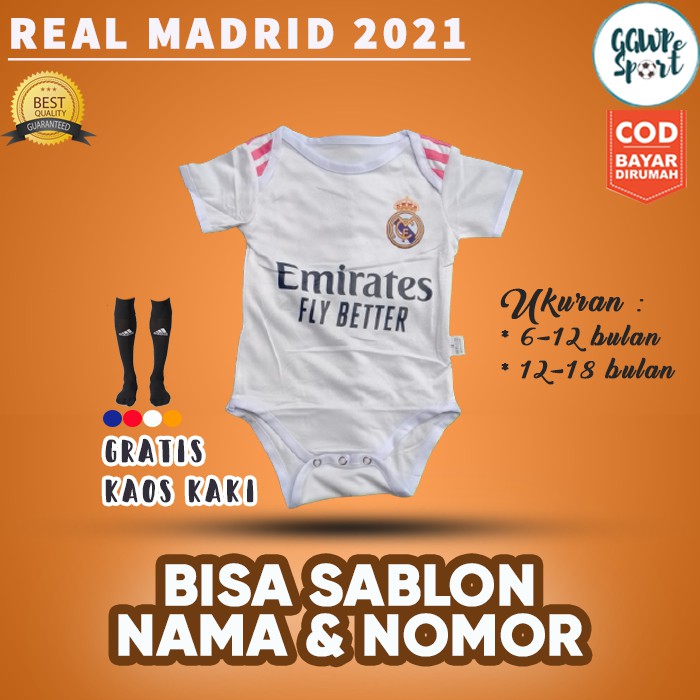 JUMPER BAYI BAJU BOLA BAYI LAKI LAKI REAL MADRID HOME 2021 IMPORT TERBARU KUALITAS JAMINAN TERBAIK