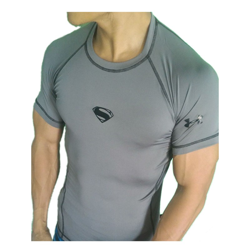 KAOS SUPERHERO PRIA COWOK GYM FITNESS LYCRA SUPERMAN