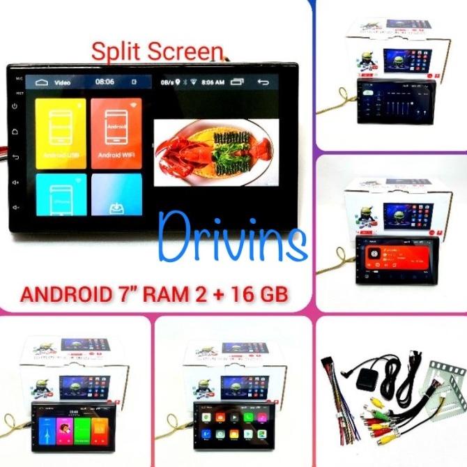 HEAD UNIT DOUBLE DIN ANDROID 7INCH UNIVERSAL RAM 2GB MEMORY 16GB