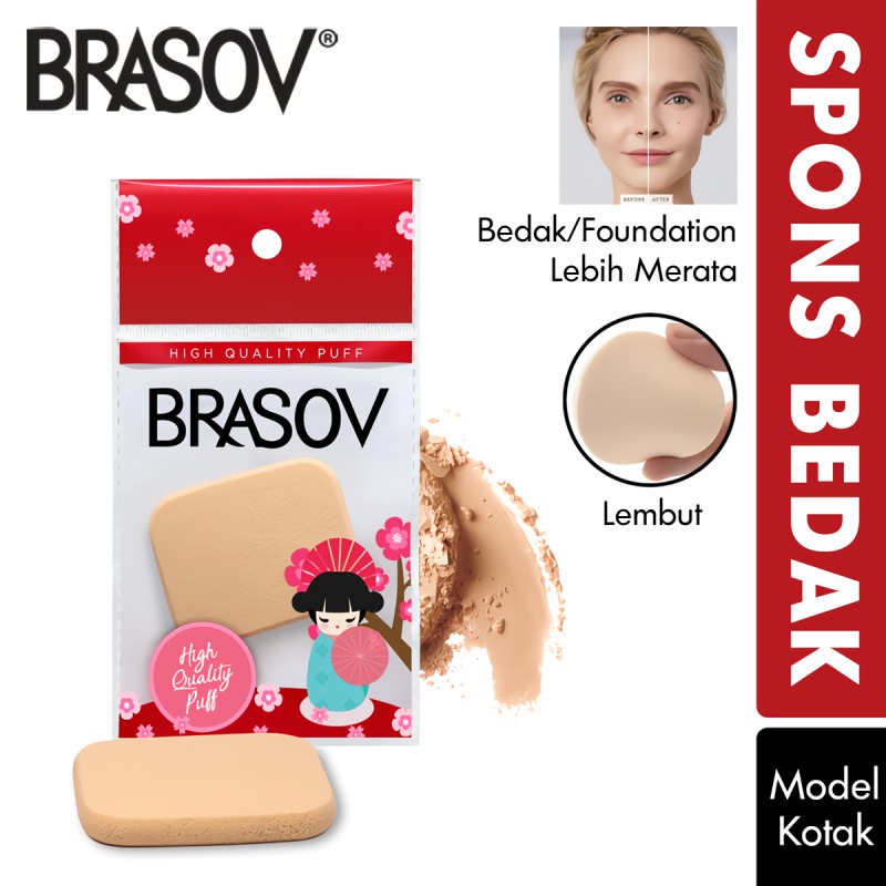 ~ PIYOSHI08 ~ BRASOV Spon Bedak Foundation Sponge Puff Make Up Tools Kotak &amp; Bulat PC07