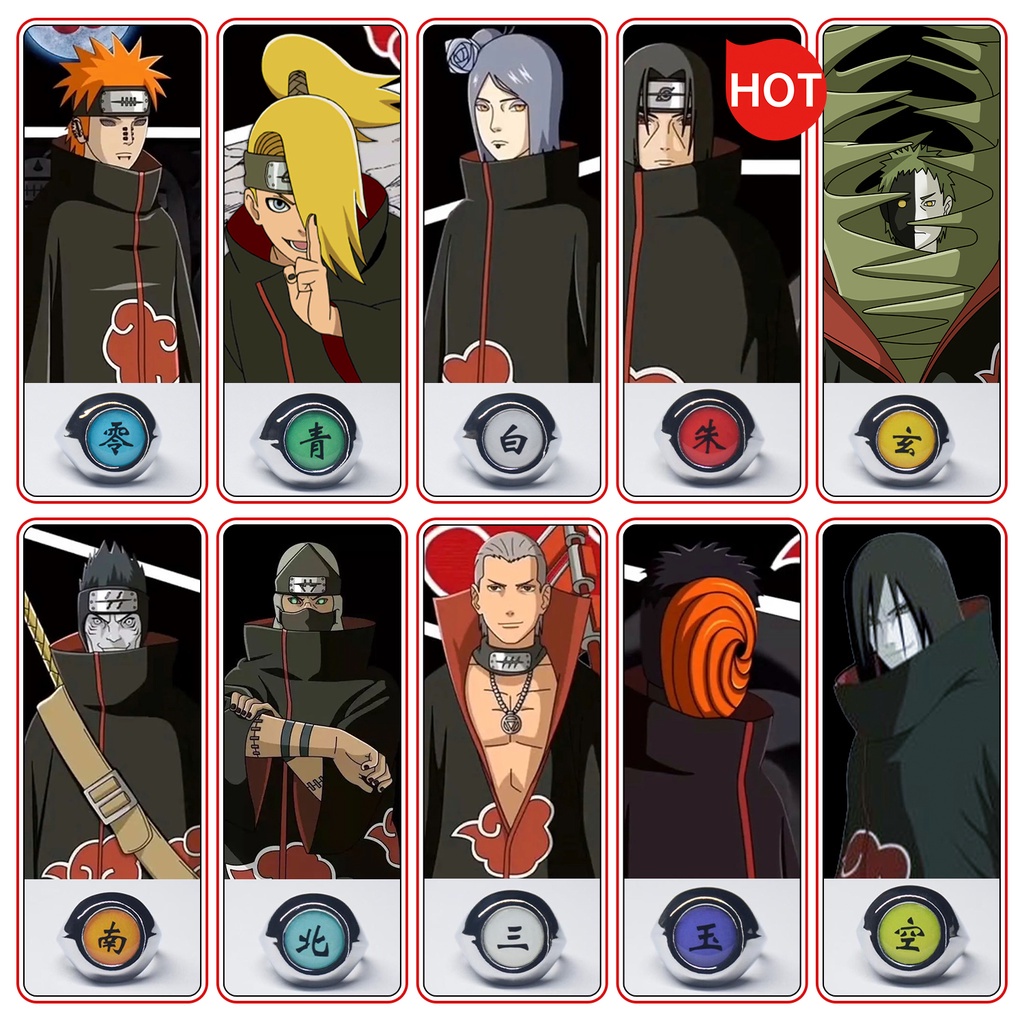 COD✨10 Gaya NARUTO Mainan Cincin akatsuki Cosplay Anime Jepang HOKAGE Akatsuki Ninjaas Sasori Itachi Hidan Deidara Pein