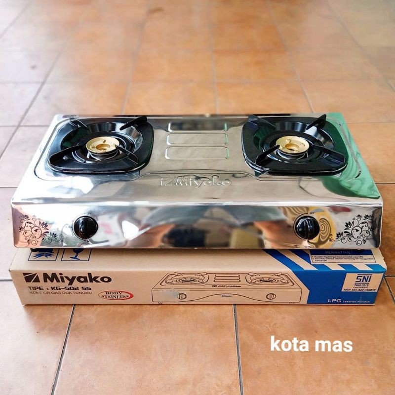 Kompor Gas 2 Tungku Miyako KG 502SS Stainless Steel