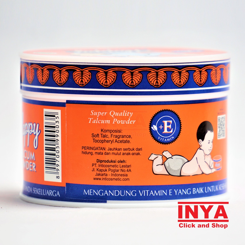 HAPPY TALCUM POWDER 150gr + Vitamin E - Bedak Bayi