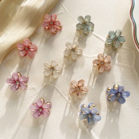 Jepit Rambut Elegan Motif Bunga Daisy warna Pastel - Jepit Poni Ornamen Mini Hair Claw Clips