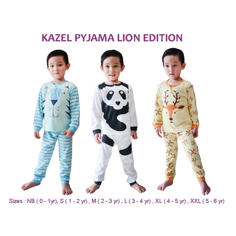 Kazel Piyama Lion Boy Edition Baju Tidur Anak isi 3 Setel