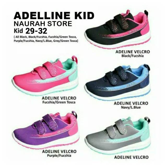 ✨ COD ✔️ SEPATU ANAK ORIGINAL ANDO ADELLINE KIDS SNEAKERS PEREKAT VELCRO SEKOLAH PAUD TK SD