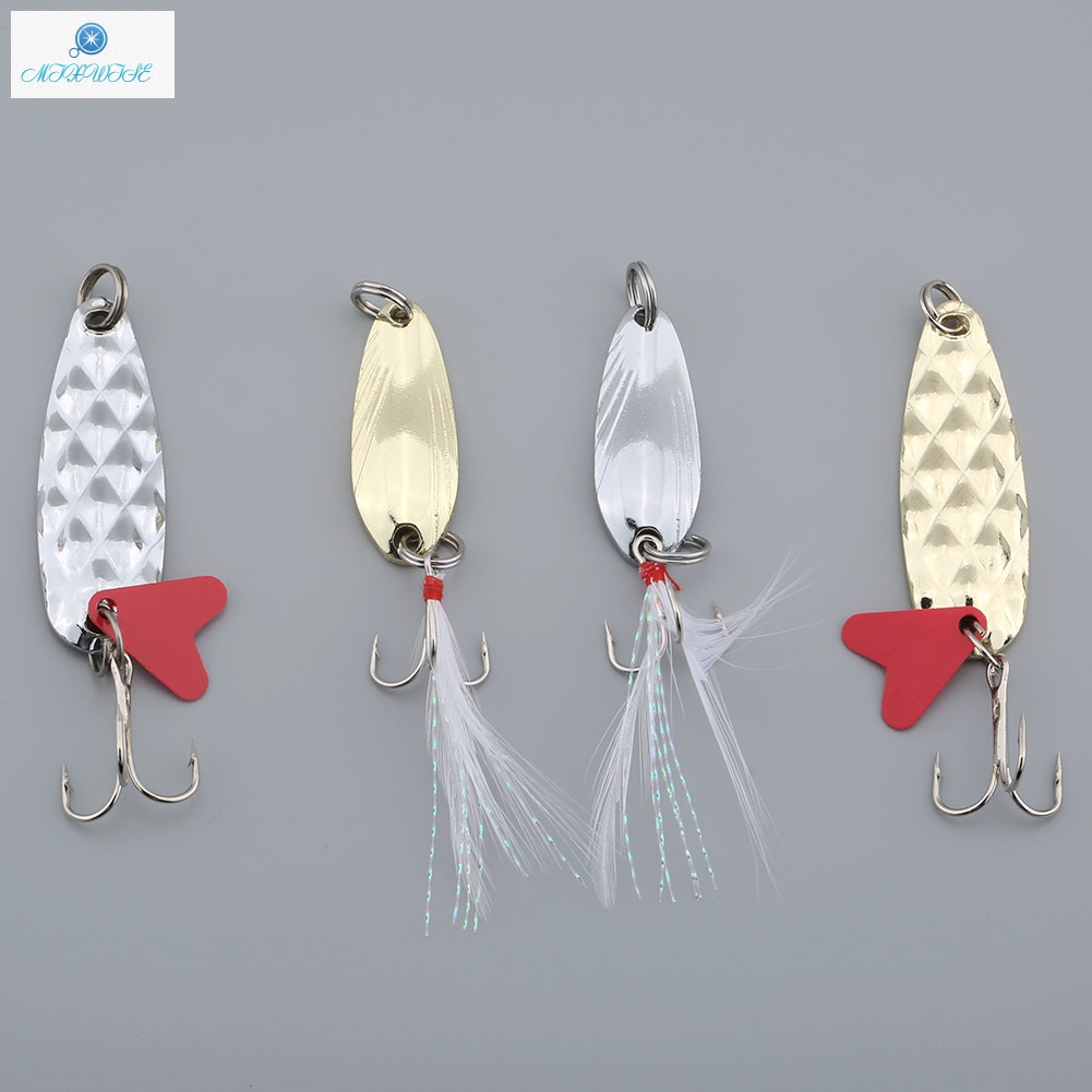 Fishing Metal Spoon Lure Treble Hook Spinner Baits CrankBait Fishing Tackles Box