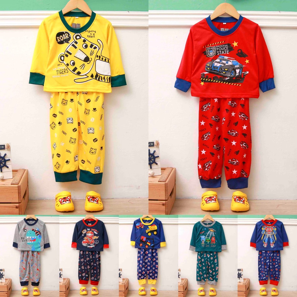 YES KIDS- BAJU SETELAN ANAK LAKI-LAKI 0-6 TAHUN TANGAN PANJANG CELANA PANJANG/SETELAN BAJU TIDUR ANA