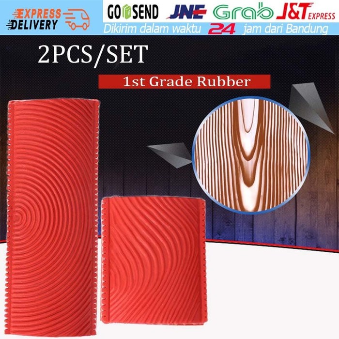 Isi 2 Kuas Cat Roll Karet Dinding Efek Corak Motif Kayu Roller Paint Alat Kayu Wood Graining Rubber