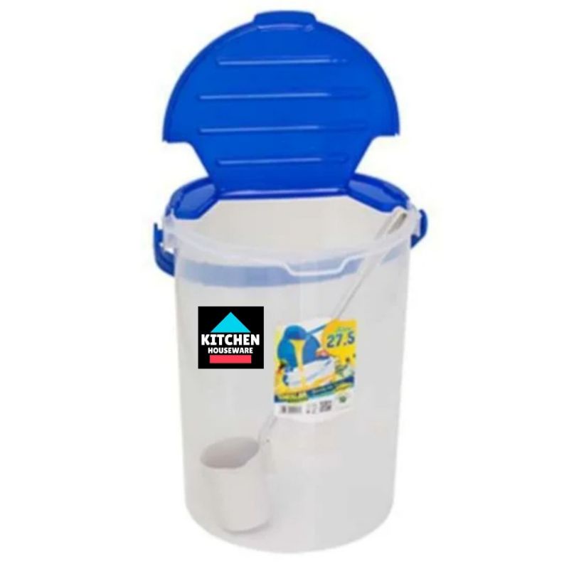 Toples Tempat Es Buah Bulat 27,5Liter + Gayung Green Leaf Plastik