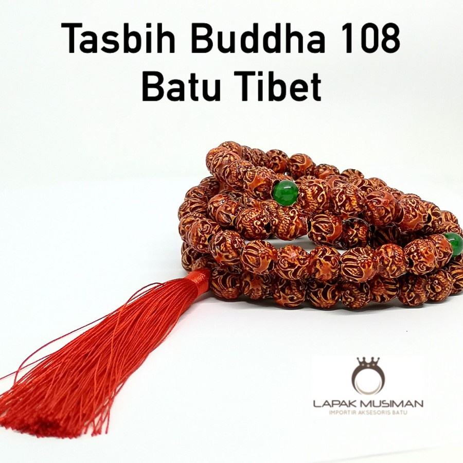 [Bayar di Tempat] Tasbih Buddha Buddhis Batu Tibet 108 Butir Red