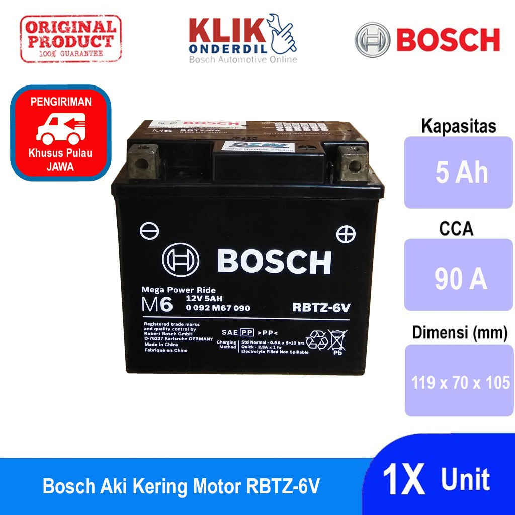 Bosch Aki Kering Motor Maintenance Free Agm Rbtz 6v 0092m67090