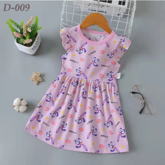 dress santai anak import pink kelinci stella lou lucu