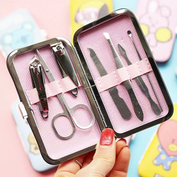 7pcs Gunting Kuku BTS BT21 KPOP Nail Care Cutter Cuticle Set Pedicure