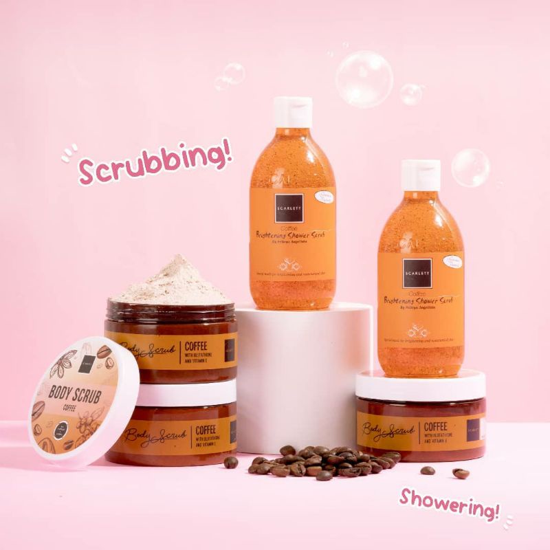 SCARLET Whitening Body Scrub ROMANSA POMEGRANTE COFFEE Scarlett By Felicya Angelista - LULUR SCARLETT