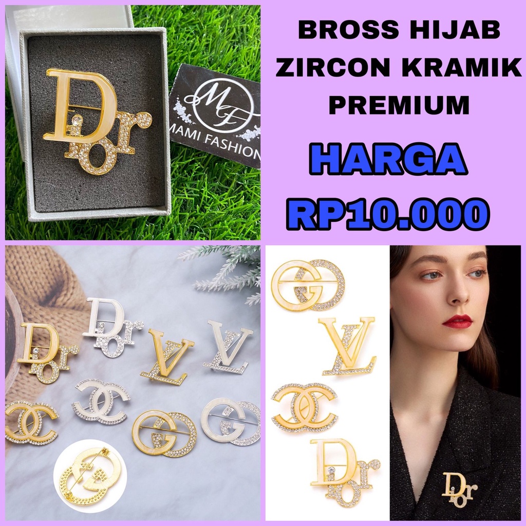 BROSS HIJAB BRANDED ZIRCON KRAMIK PREMIUM / Bros jilbab branded / Aksesoris Hijab / Aksesoris baju /