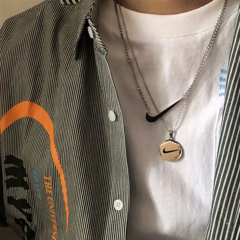 SAINTLAB Swoosh Necklace - Kalung Titanium Pria Wanita Unisex Anti Karat Nike Swoosh Model Retro Hip