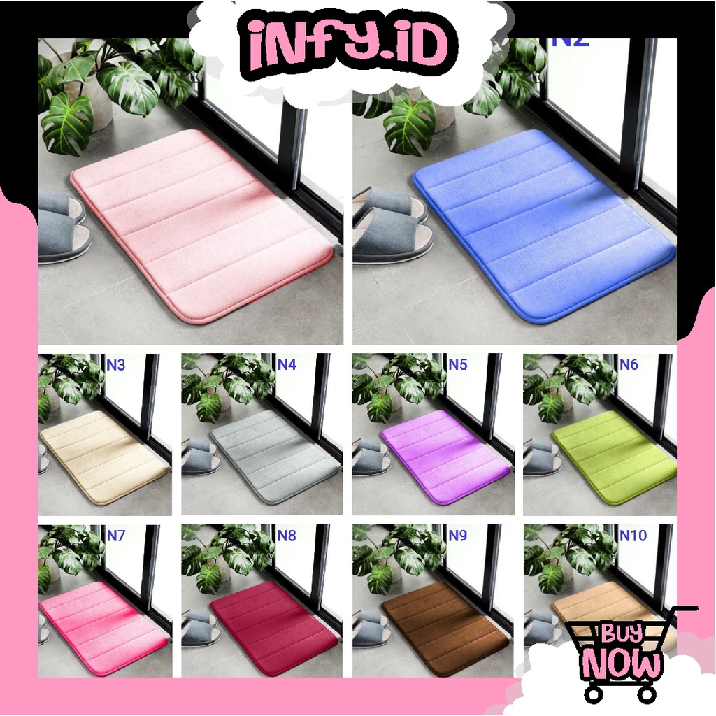 INFY - R386 Keset kaki Anti Slip Bahan Memory Foam Menyerap (40×60cm) / Keset Kamar Mandi Cod