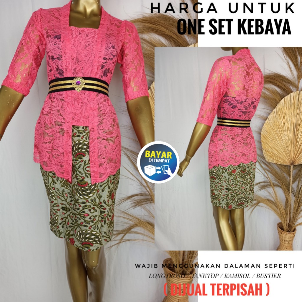 baju kebaya jadi brokat maudy dan rok katun batik pendek kebaya bali modern kebaya pesta-Pink