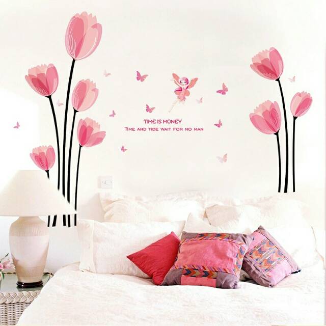 RELIZA WALL STICKER BUNGA TULIP FLOWER SK9076 STIKER DINDING