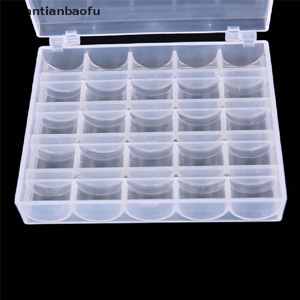 [tiantianbaofu] 25 Cell Empty Bobbins Spools Box Sewing Machine Bobbin Case Organizer Storage Boutique