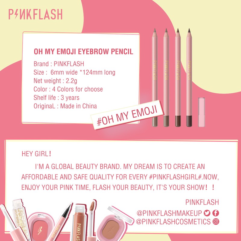 PinkFlash Ohmyemoji Eyebrow Pencil PinkFlash Eyebrow Pensil PinkFlash Pensil Alis PinkFlash Eyebrow Pink Flash