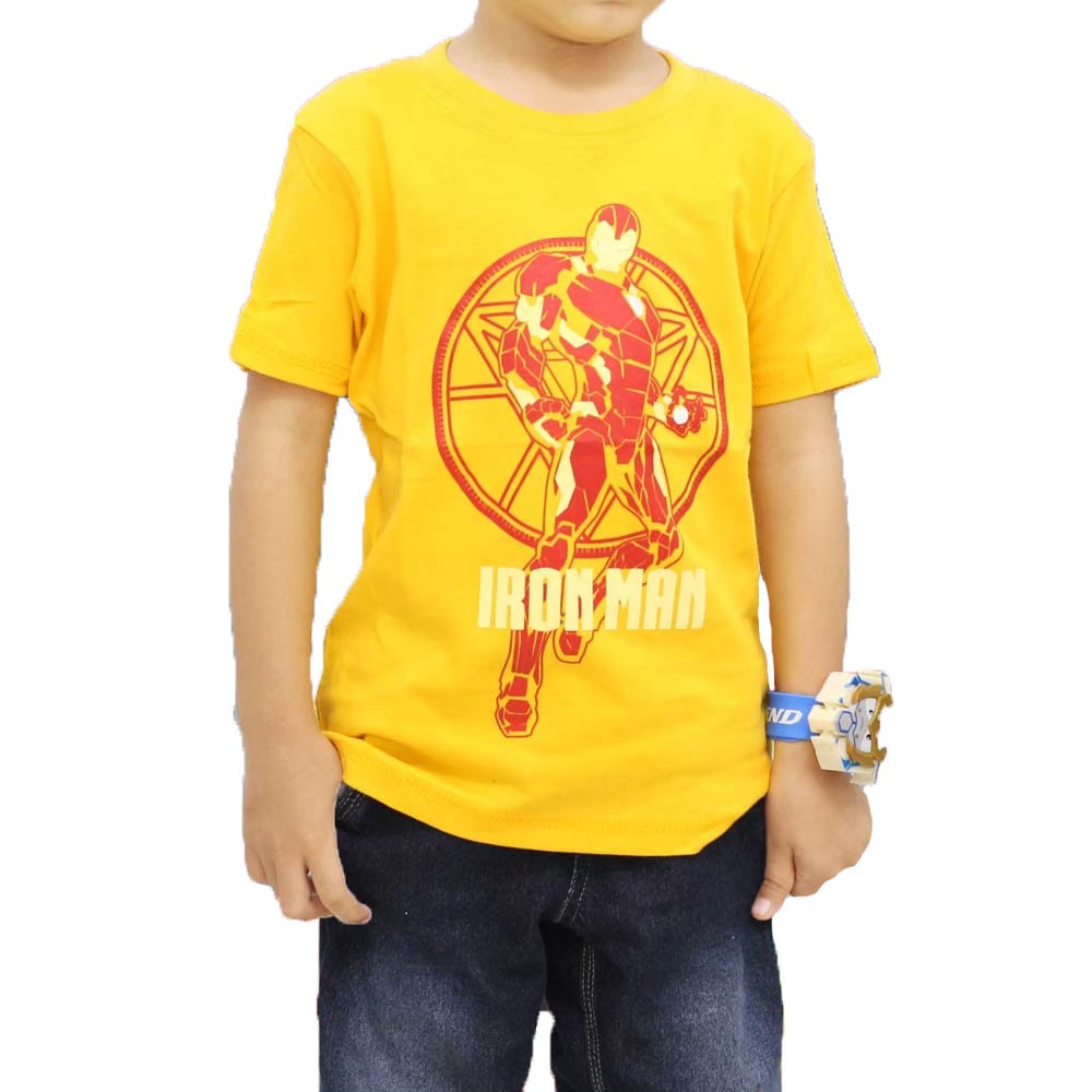  BEST SELLER Grosir  baju  Anak  ironman kuning mustard 