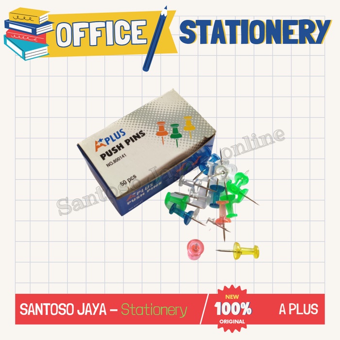 

Push Pins A Plus 800141 - Paku Pin Warna APlus - Paku Kertas