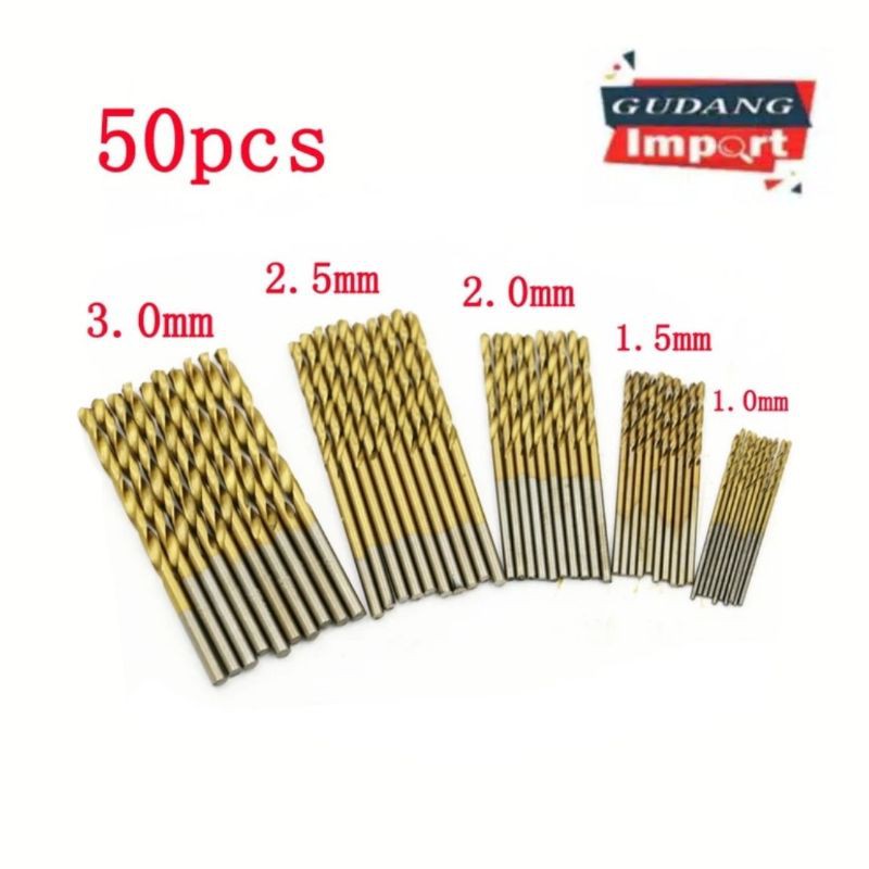 MATA BOR BESI HSS MINI 1MM 1,5MM 2MM 2,5MM 3MM ISI 50 pcs