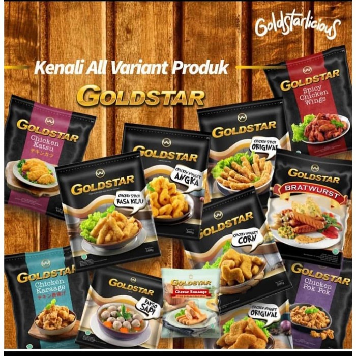 

GOLDSTAR ALL VARIANT 500gr/goldstar chicken nugget/goldstar chicken pok pok/goldstar chicken katsu/goldstar chicken nugget stick ori/stick keju